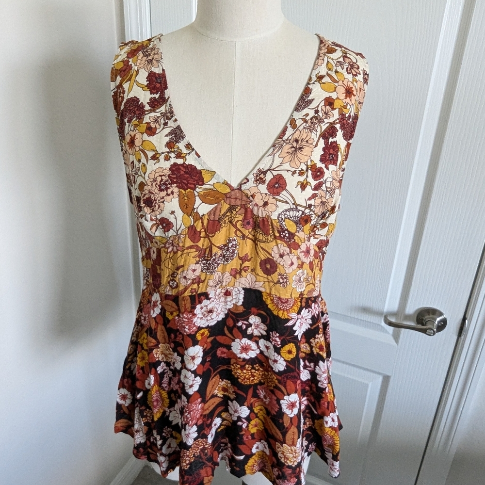 Eyeshadow Red and Gold Tiered Wrap Blouse